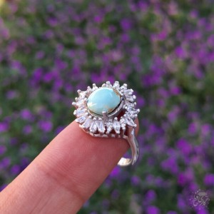 انگشتر زنانه با سنگ فیروزه نیشابور رکاب نقره