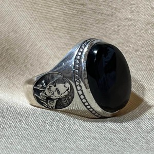 انگشتر مردانه حدید رکاب نقره طرح تمثال حاج قاسم