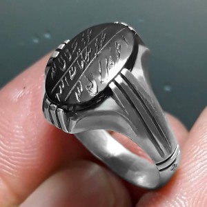 انگشتر مردانه حدید رهبری با رکاب نقره
