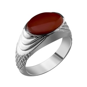 انگشتر مردانه عقیق سرخ یمنی رکاب نقره