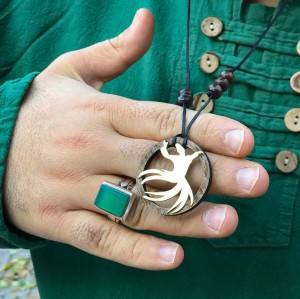 پلاک چوب و نقره طرح رقص سماء