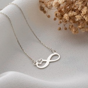 گردنبند نقره طرح قلب و بینهایت