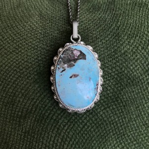 گردنبند نقره با سنگ فیروزه نیشابور