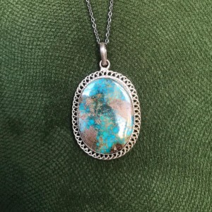 گردنبند نقره با سنگ فیروزه نیشابور