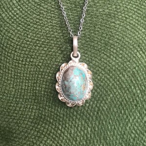 گردنبند نقره با سنگ فیروزه نیشابور