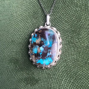 گردنبند نقره با سنگ فیروزه نیشابور