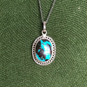 گردنبند نقره با سنگ فیروزه کد 013