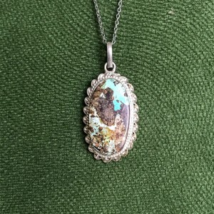 گردنبند نقره با سنگ فیروزه نیشابور