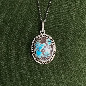 گردنبند نقره با سنگ فیروزه نیشابور