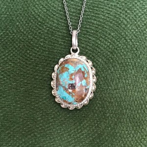 گردنبند نقره با سنگ فیروزه نیشابور