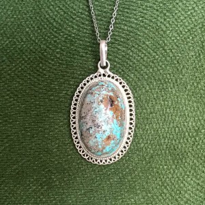 گردنبند نقره با سنگ فیروزه نیشابور