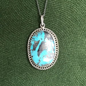 گردنبند نقره با سنگ فیروزه نیشابور