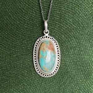 گردنبند نقره با سنگ فیروزه نیشابور