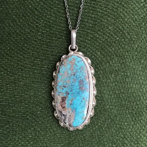 گردنبند نقره با سنگ فیروزه نیشابور