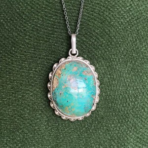 گردنبند نقره با سنگ فیروزه نیشابور