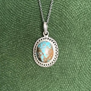 گردنبند نقره با سنگ فیروزه نیشابور