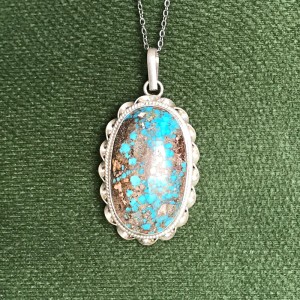 گردنبند نقره با سنگ فیروزه نیشابور