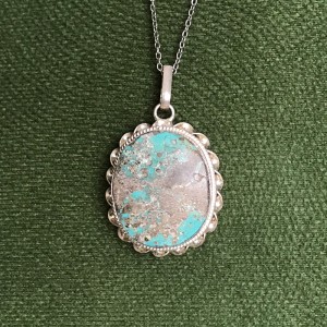 گردنبند نقره با سنگ فیروزه نیشابور