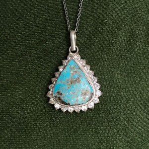 گردنبند نقره با سنگ فیروزه نیشابور