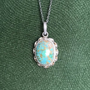 گردنبند نقره با سنگ فیروزه کد 031