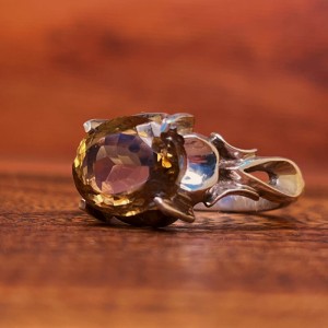 انگشتر سیترین معدنی مردانه رکاب نقره