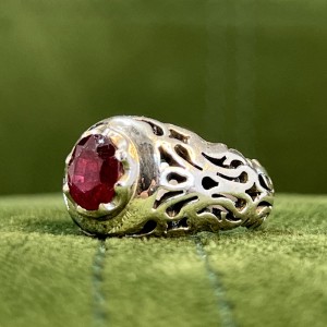 انگشتر مردانه یاقوت سرخ رکاب نقره