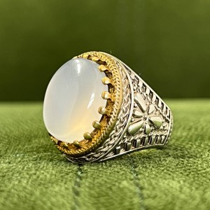 انگشتر مردانه عقیق کبود یمنی رکاب نقره
