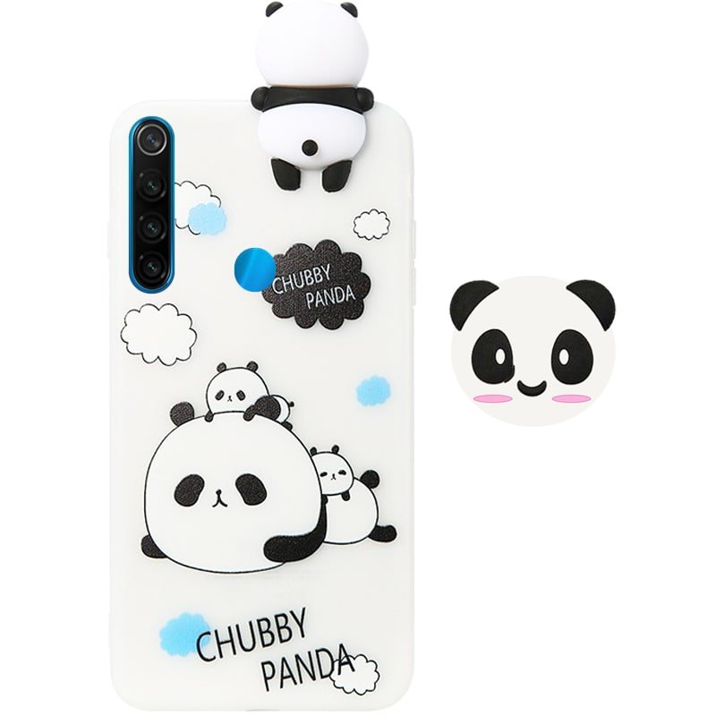 قاب فانتزی عروسکی پاندا کیس Panda Case مناسب برای گوشی Xiaomi Redmi Note 8 مدل نیمه شفاف سه بعدی همراه با پاپ سوکت سیلیکونی ست