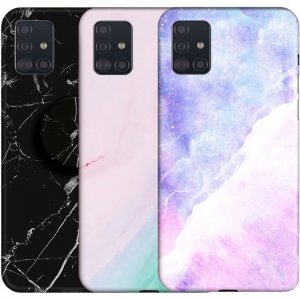 قاب ماربل مناسب برای گوشی Samsung Galaxy A71 مدل سنگی مات همراه با پاپ سوکت