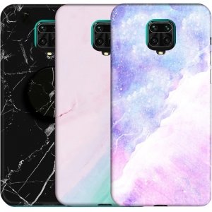 قاب ماربل مناسب برای گوشی Xiaomi Redmi Note 9 Pro Max مدل سنگی مات همراه با پاپ سوکت