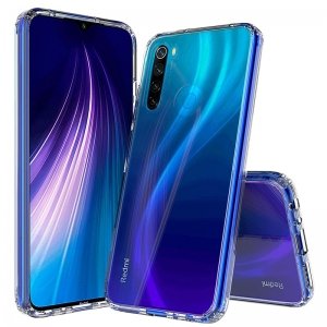 گارد محافظ ایربگ دار برای گوشی Xiaomi Redmi Note 8 مدل دور ژله ای شفاف پشت طلق کریستالی
