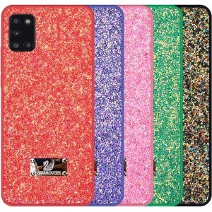 قاب بک کاور شاین دخترانه مناسب برای گوشی Samsung Galaxy A31 مدل لاکچری دیزاین طرح سواروسکی براق (اکلیلی ثابت)