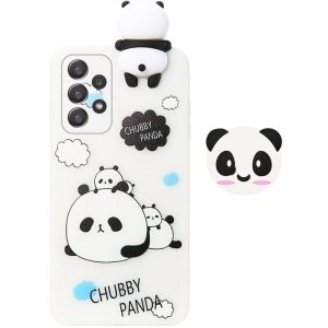 قاب فانتزی عروسکی پاندا کیس Panda Case مناسب برای گوشی Samsung Galaxy A72 5G / 4G مدل نیمه شفاف سه بعدی همراه با پاپ سوکت سیلیکونی ست (محافظ لنزدار)
