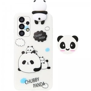 قاب فانتزی عروسکی پاندا کیس Panda Case مناسب برای گوشی Samsung Galaxy A32 5G مدل نیمه شفاف سه بعدی همراه با پاپ سوکت سیلیکونی ست (محافظ لنزدار)