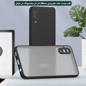 کاور و قاب گوشی مناسب برای Samsung Galaxy A02 / A022 هیبریدی دکمه رنگی مدل پشت مات محافظ لنزدار.jpg