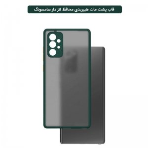 کاور و قاب گوشی مناسب برای Samsung Galaxy A32 4G هیبریدی دکمه رنگی مدل پشت مات محافظ لنزدار