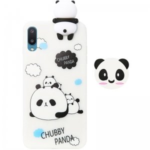 قاب فانتزی عروسکی پاندا کیس Panda Case مناسب برای گوشی Samsung Galaxy A02 / M02 / A022 مدل نیمه شفاف سه بعدی همراه با پاپ سوکت سیلیکونی ست