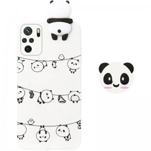 قاب فانتزی عروسکی پاندا رختی Panda Case مناسب برای گوشی Xiaomi Redmi Note 10 4G / 10S (2021) مدل نیمه شفاف سه بعدی همراه با پاپ سوکت سیلیکونی ست (محافظ لنزدار)