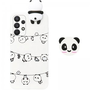 قاب فانتزی عروسکی پاندا رختی Panda Case مناسب برای گوشی Samsung Galaxy A32 5G مدل نیمه شفاف سه بعدی همراه با پاپ سوکت سیلیکونی ست (محافظ لنزدار)