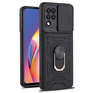 قاب اورجینال اسلاید آرمور مناسب برای گوشی Samsung Galaxy M62 / F62 طرح محافظ لنزدار کشویی مجهز به رینگ استندشو و مگنتی