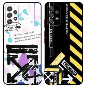 کاور فانتزی طرحدار دخترانه و پسرانه مناسب برای گوشی Samsung Galaxy A72 5G / 4G مدل محافظ لنزدار به همراه پاپ سوکت طرح آف وایت OFF WHITE CASE