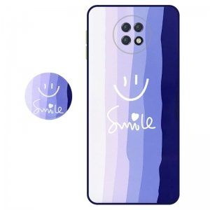 کاور سه بعدی رینبو تم آبی Rainbow Blue Theme مناسب برای گوشی Xiaomi Redmi Note 9T 5G مدل دکمه رنگی محافظ لنزدار به همراه پاپ سوکت طرح رنگین کمانی زنانه و مردانه