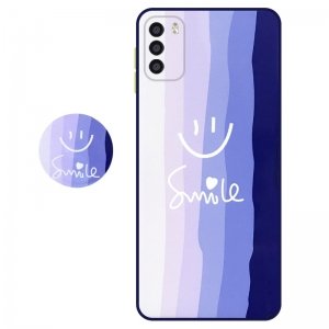 کاور سه بعدی رینبو تم آبی Rainbow Blue Theme مناسب برای گوشی Xiaomi POCO M3 مدل دکمه رنگی محافظ لنزدار به همراه پاپ سوکت طرح رنگین کمانی زنانه و مردانه