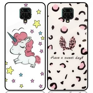 قاب پشت گلس فانتزی مناسب برای گوشی Xiaomi Redmi Note 9S / 9 Pro / Max مدل عروسکی دخترانه و لاکچری زنانه طرح یونیکورن و پلنگی کالباسی Unicorn And Sweet Glass Case