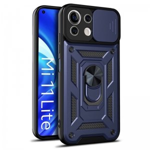 قاب اورجینال اسلاید آرمور مناسب برای گوشی Xiaomi MI 11 Lite طرح محافظ لنزدار کشویی مجهز به رینگ استندشو و مگنتی
