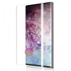 گلس یو وی UV Glass مناسب برای گوشی Samsung Galaxy Note 10 Pro (Plus) مدل شیشه ای خمیده بدون حاشیه مشکی دور UV Full Screen Full Glue Glass