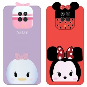 قاب سه بعدی سیلیکونی طرح عروسک های میکی موس و اردک Daisy مناسب برای گوشی Xiaomi Redmi Note 9S / Pro / Max مدل محافظ لنزدار مجهز به آستر فیبری (Silicone Hi Copy)