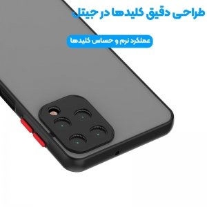 کاور و قاب گوشی مناسب برای Samsung Galaxy A22 4G هیبریدی دکمه رنگی مدل پشت مات محافظ لنزدار.jpg