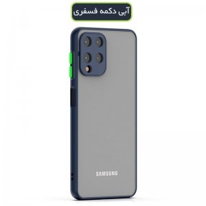 کاور و قاب گوشی مناسب برای Samsung Galaxy A22 4G هیبریدی دکمه رنگی مدل پشت مات محافظ لنزدار