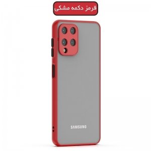 کاور و قاب گوشی مناسب برای Samsung Galaxy A22 4G هیبریدی دکمه رنگی مدل پشت مات محافظ لنزدار